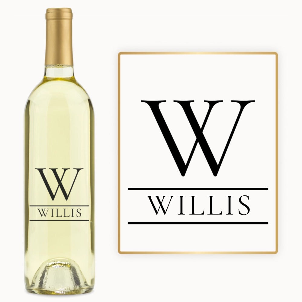 Split Initial Name – Engraved Wine