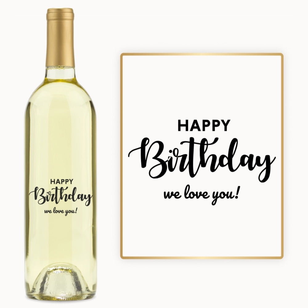 Happy Birthday Rectangle – Engraved Wine
