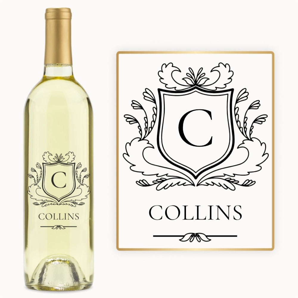 Heritage Shield Monogram – Custom Engraved Wine