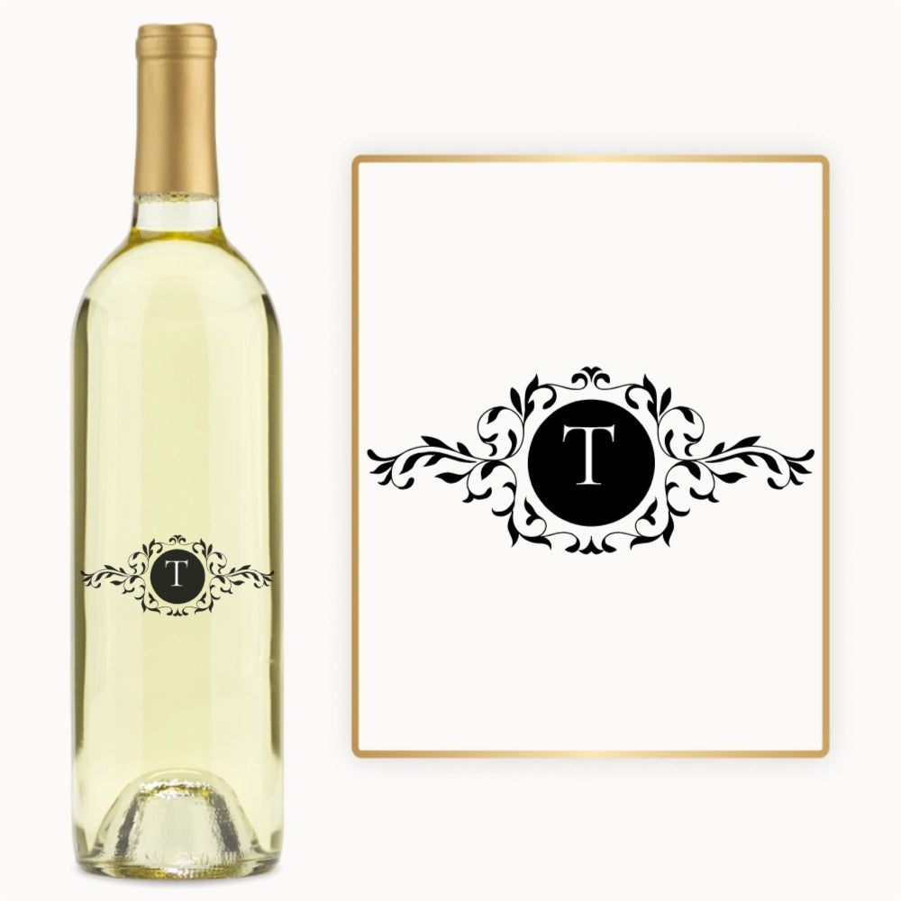 Ornate Leaf Monogram – Custom Engraved Wine