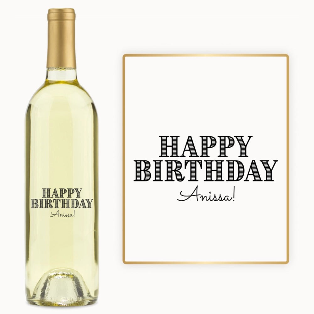 Pinstripe Birthday – Custom Engraved Wine
