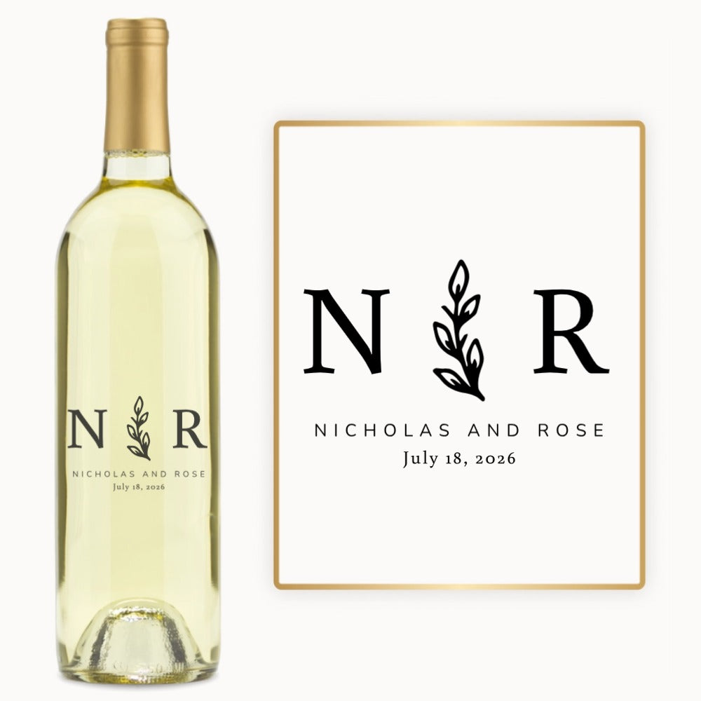 Olive Branch Initials – Custom Engraved Wine