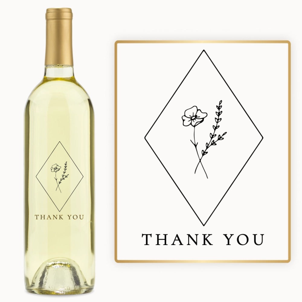 Botanical Diamond Thank You – Custom Engraved Wine