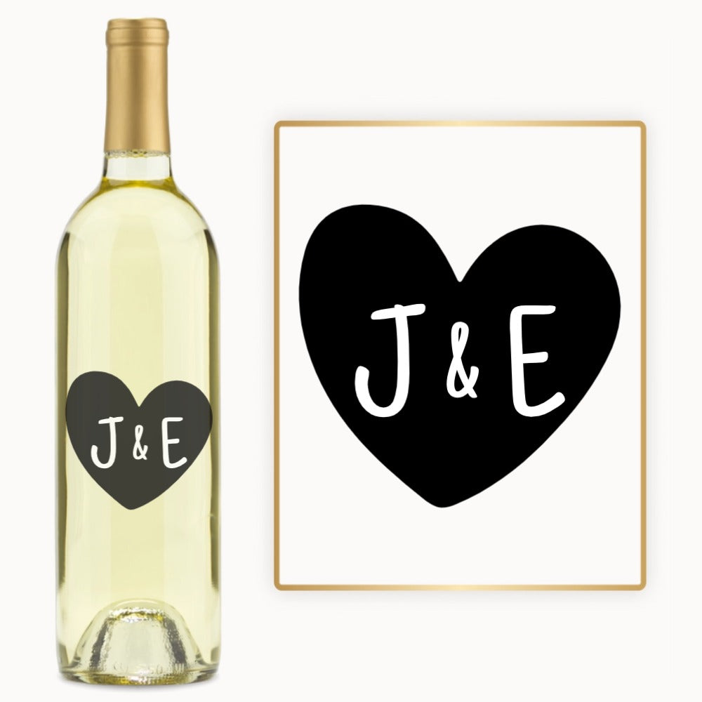 Heart Monogram – Engraved Anniversary Wine