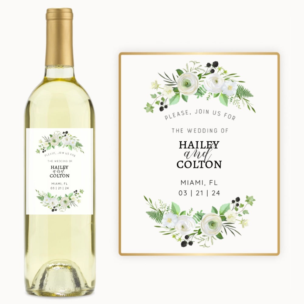 Floral Wedding Invite – Custom Label Wine