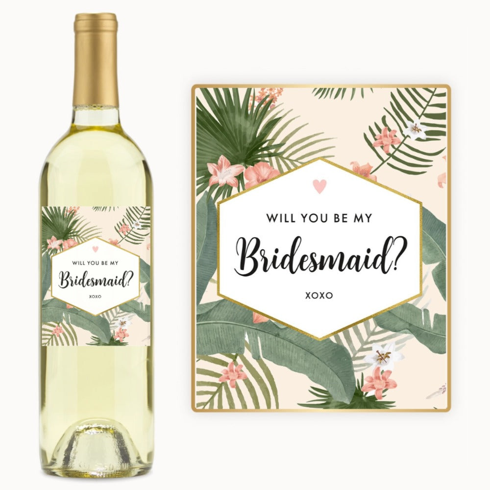 Tropical Bridesmaid Proposal – Custom Label Wine