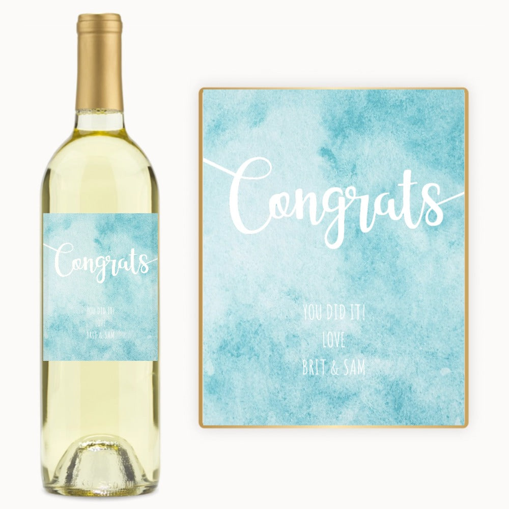 Congrats Watercolor – Custom Label Wine
