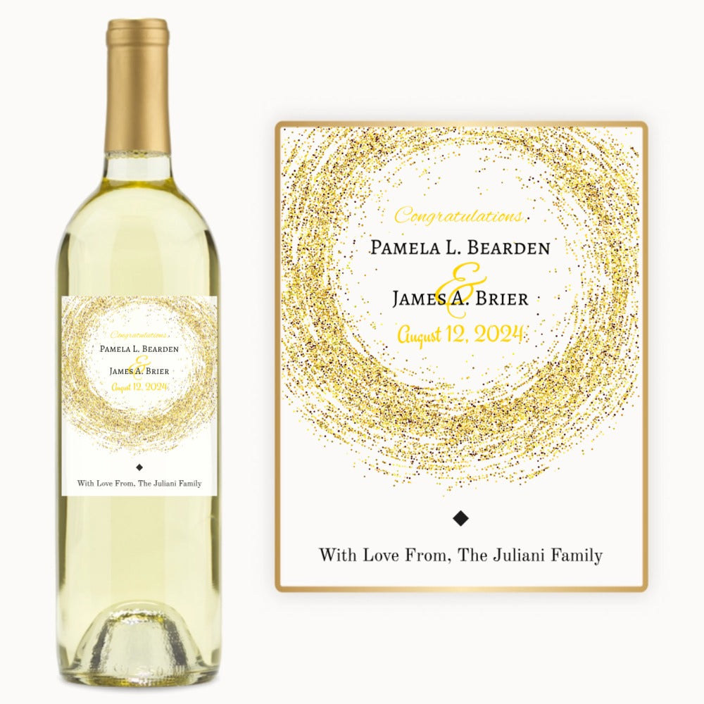Gold Glitter Circle – Custom Label Wine