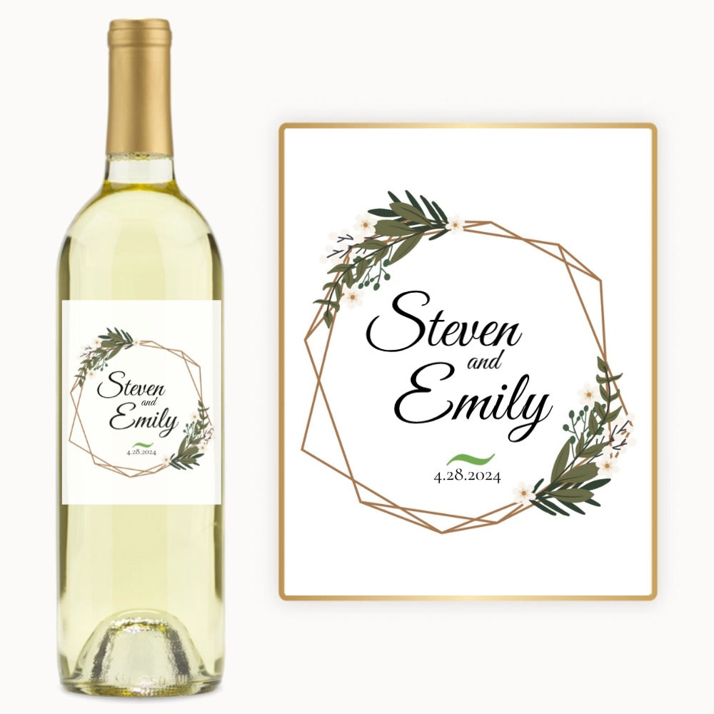 Floral Geometric Wedding – Custom Label Wine