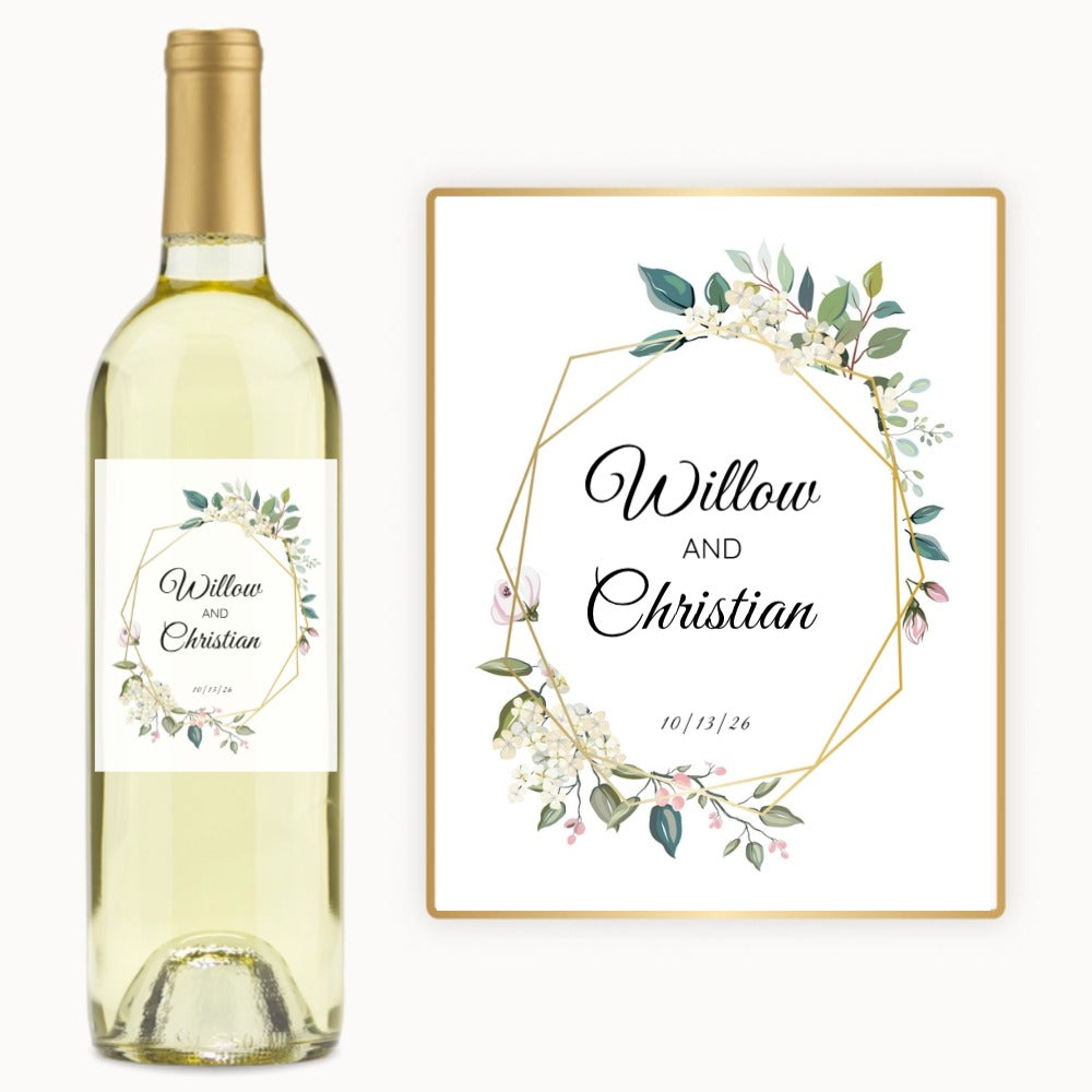 Floral Geometric Names – Custom Label Wine