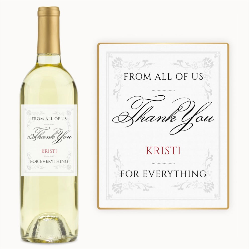 Elegant Script Thank You – Custom Label Wine