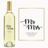 Custom engraved wine bottle and sign displaying Camila & Lucas Johnson, 09.19.24 as a wedding gift set.