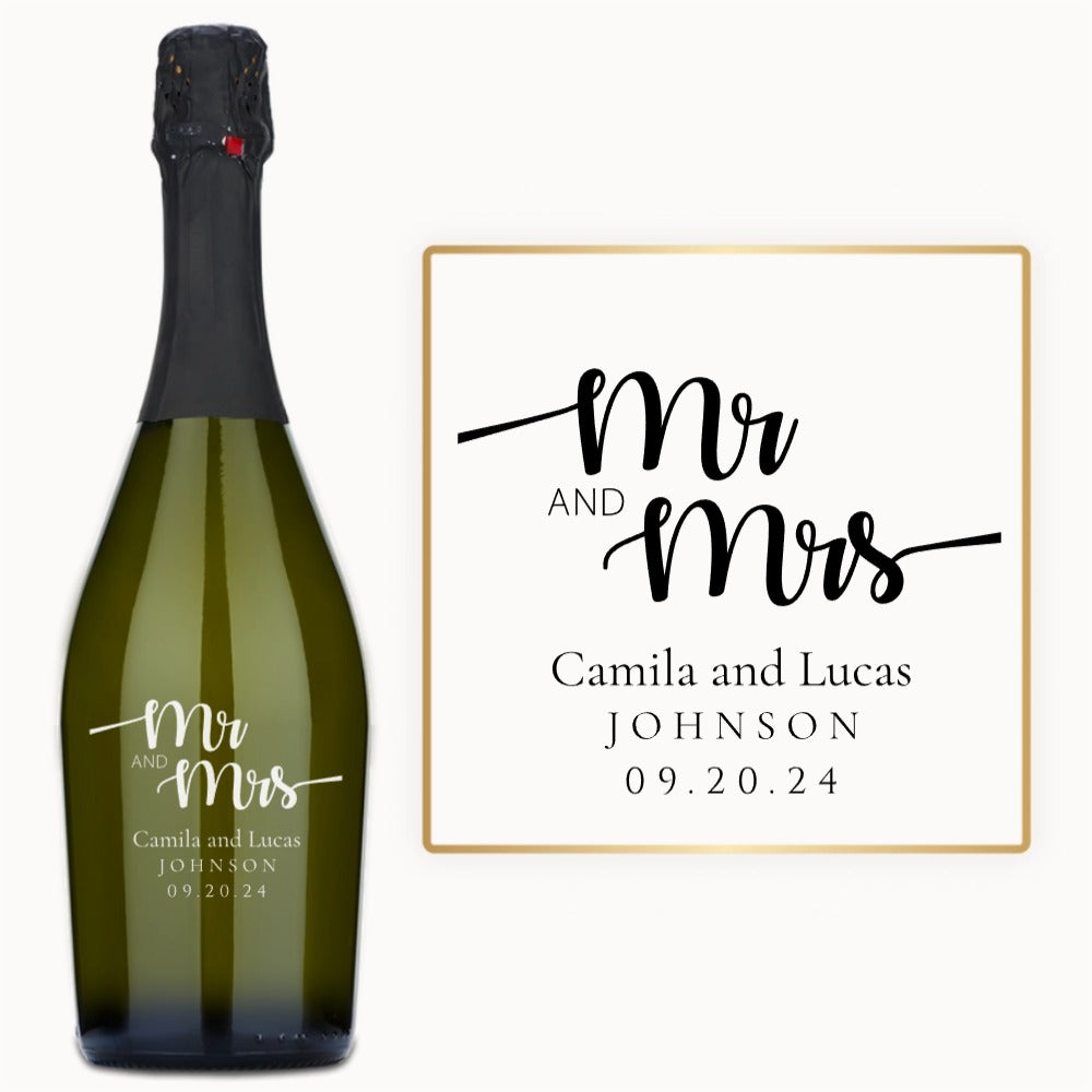 Mr & Mrs Script - Engraved Wedding Wine