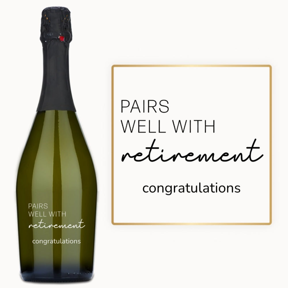 Pairs Well With Retirement – Custom Engraved Wine