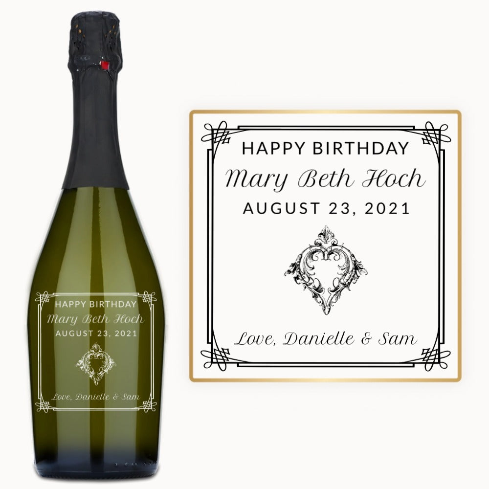 Elegant Heart Frame – Engraved Birthday Wine