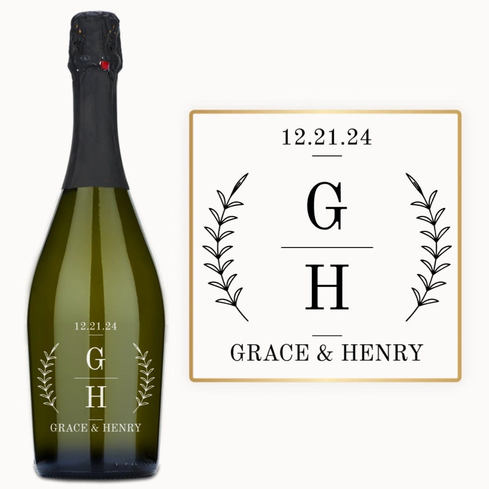 Laurel Monogram – Custom Engraved Wine