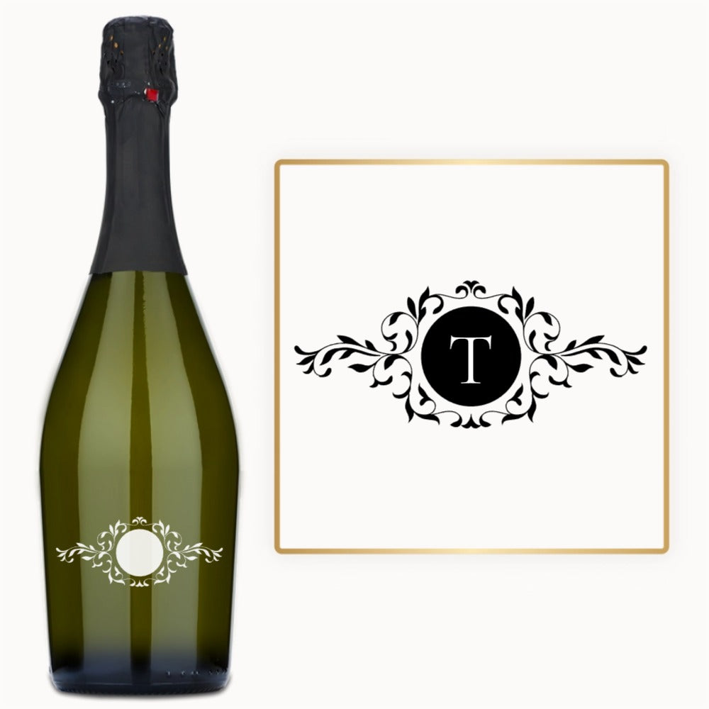 Ornate Leaf Monogram – Custom Engraved Wine