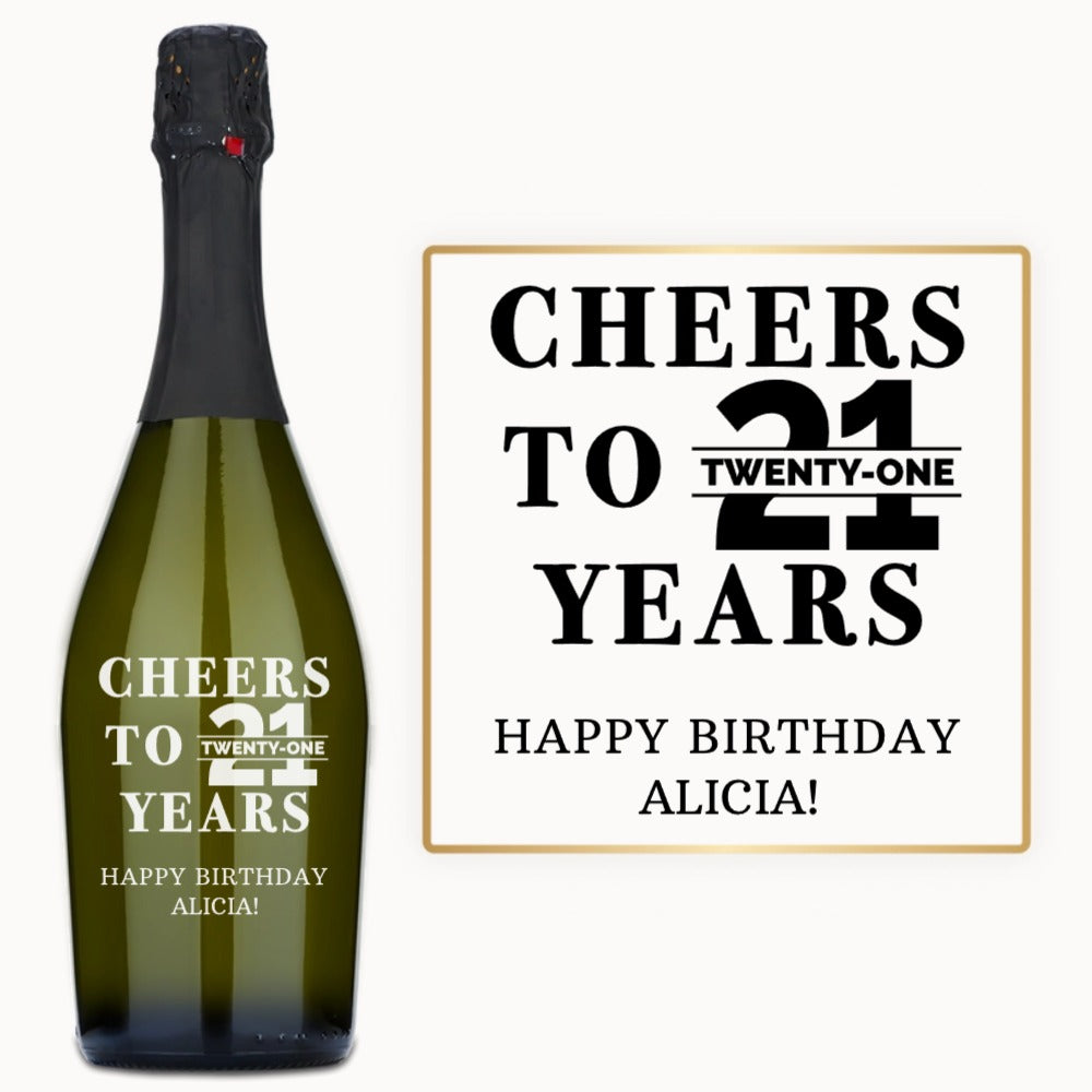Cheers to 21 – Custom Engraved Birthday Wine