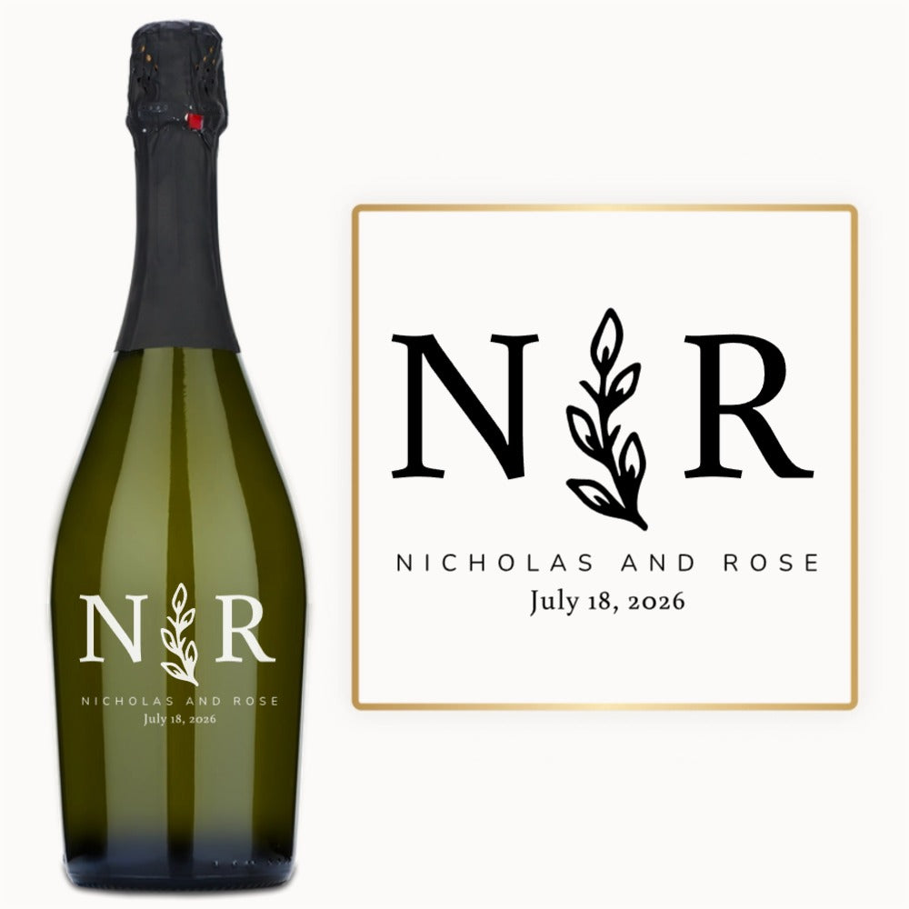 Olive Branch Initials – Custom Engraved Wine