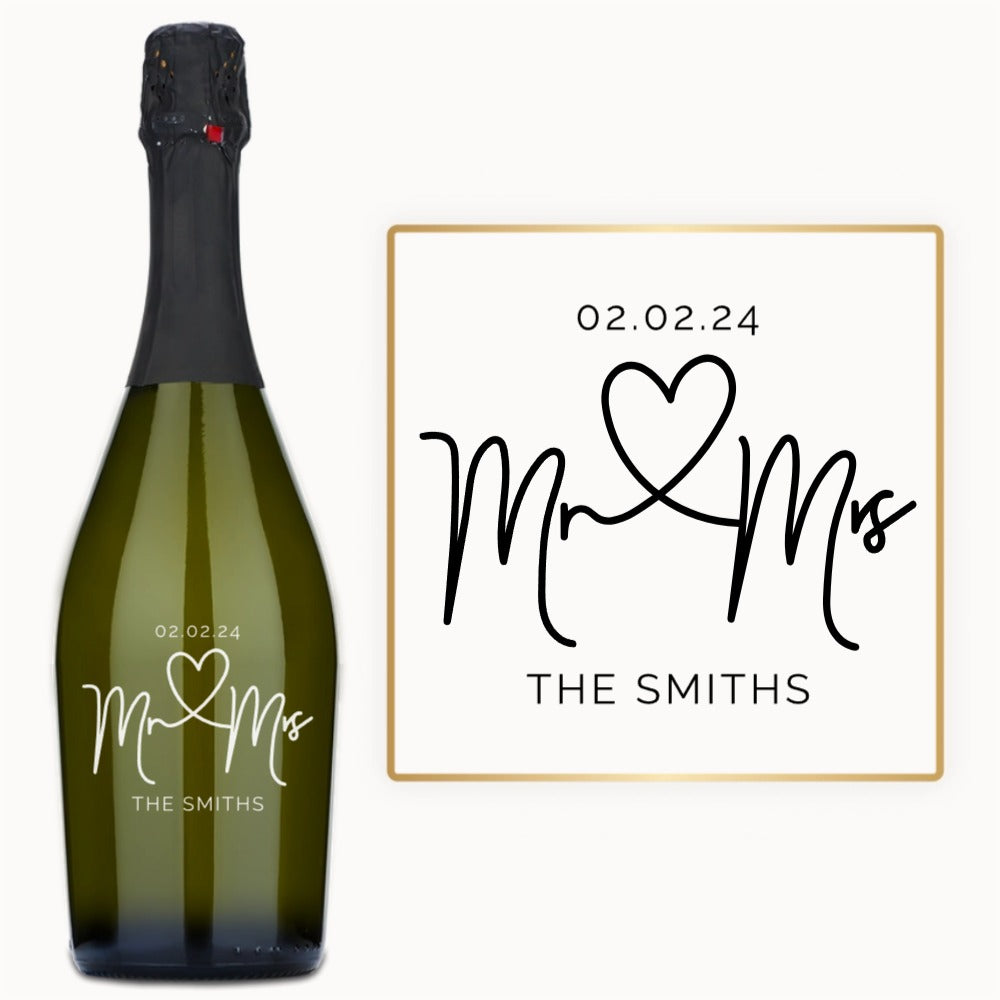 Mr. & Mrs. Heart – Engraved Wedding Wine