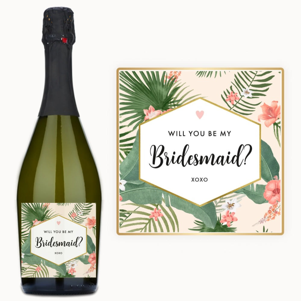 Tropical Bridesmaid Proposal – Custom Label Wine