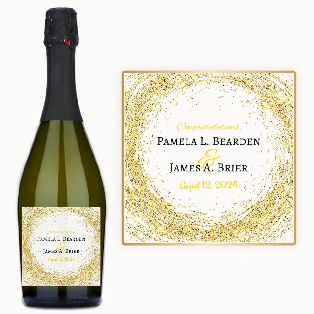 Gold Glitter Circle – Custom Label Wine
