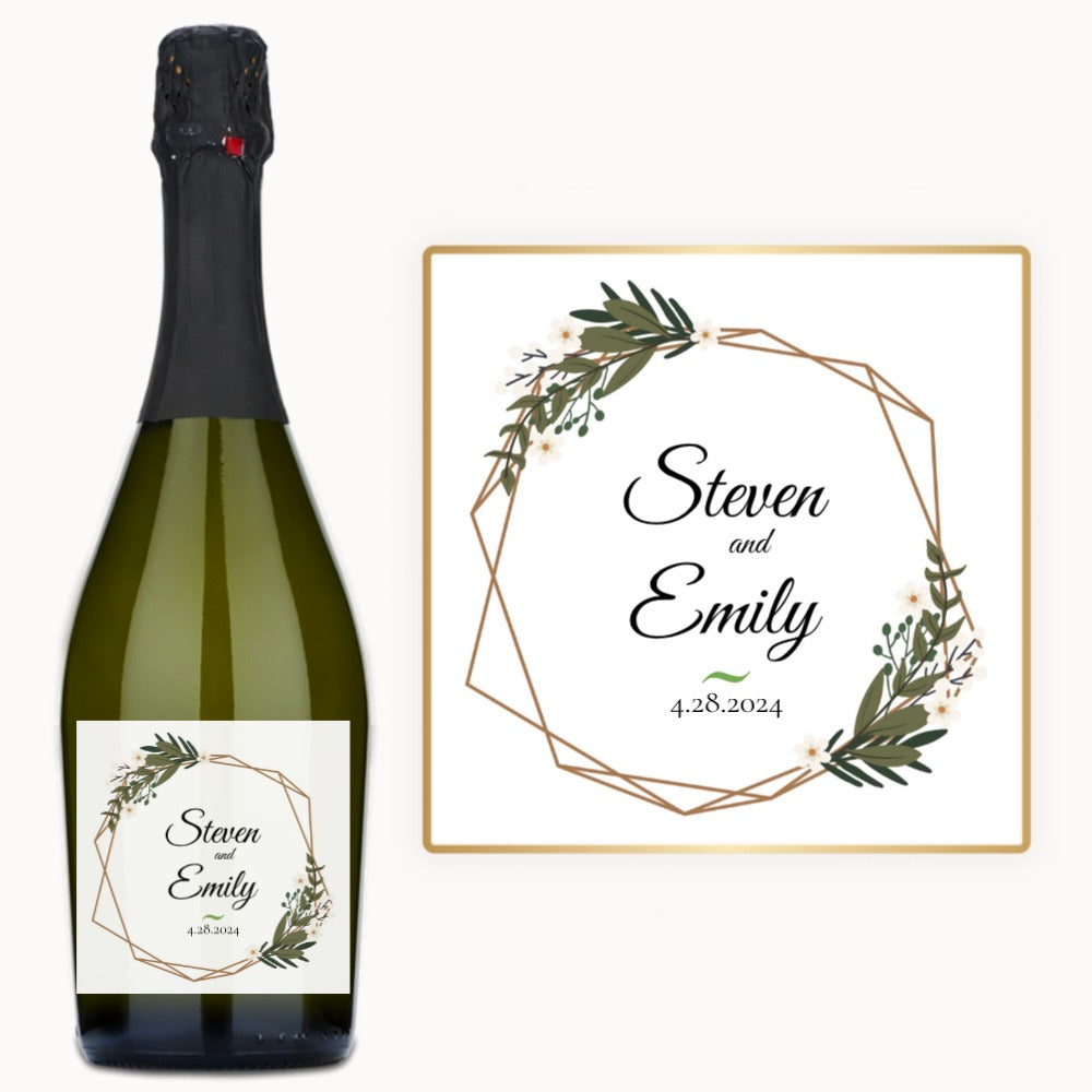 Floral Geometric Wedding – Custom Label Wine