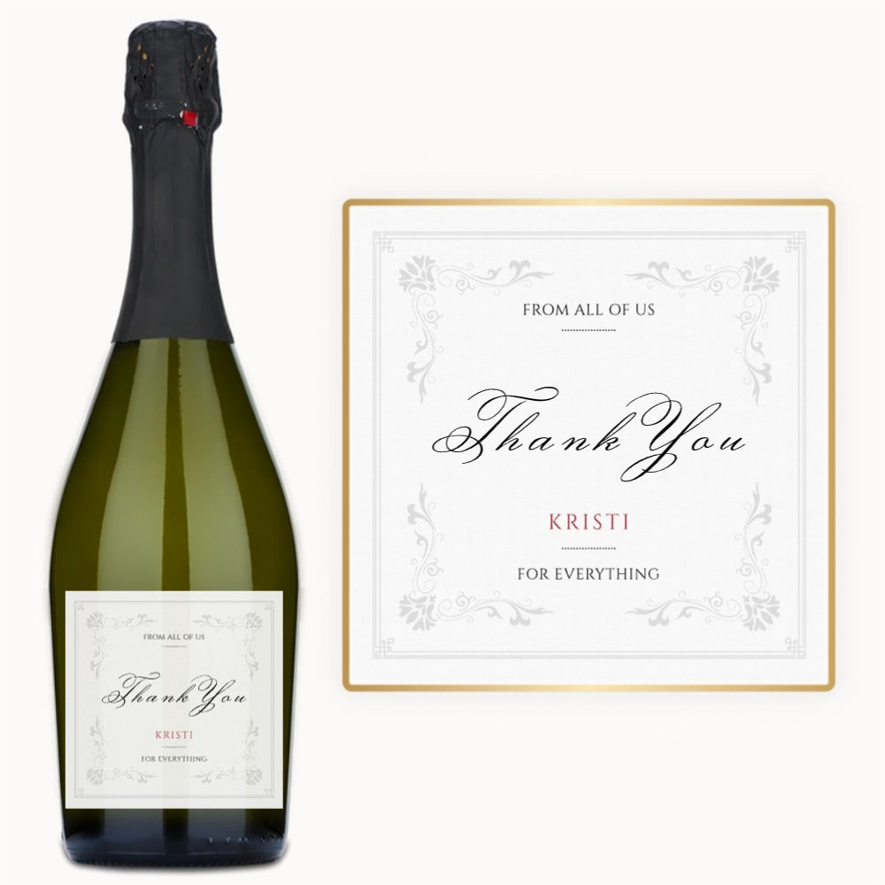 Elegant Script Thank You – Custom Label Wine