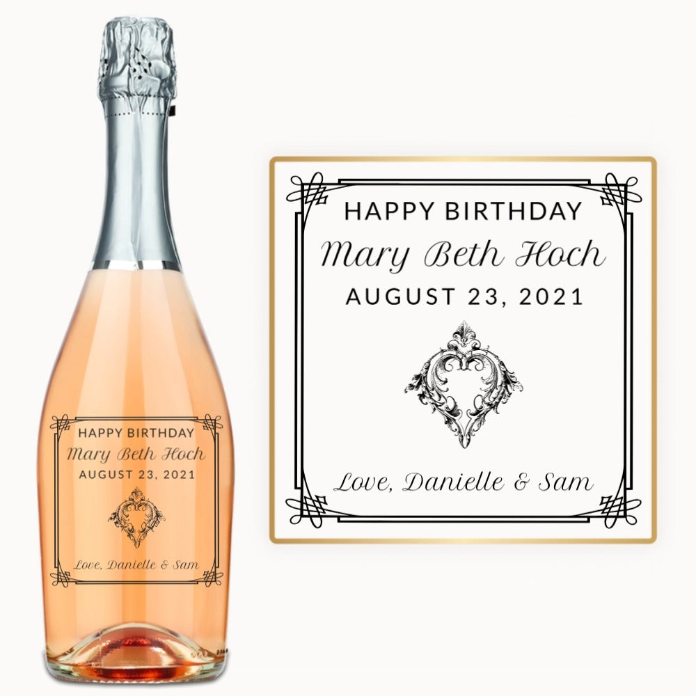 Elegant Heart Frame – Engraved Birthday Wine