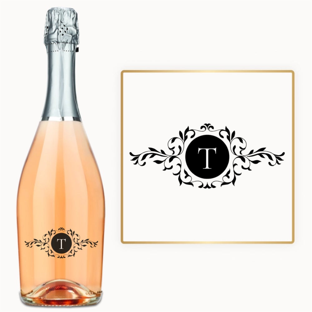 Ornate Leaf Monogram – Custom Engraved Wine