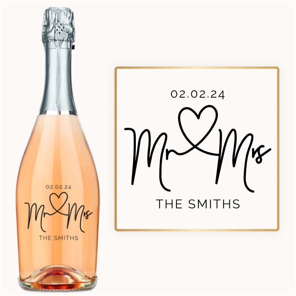 Mr. & Mrs. Heart – Engraved Wedding Wine