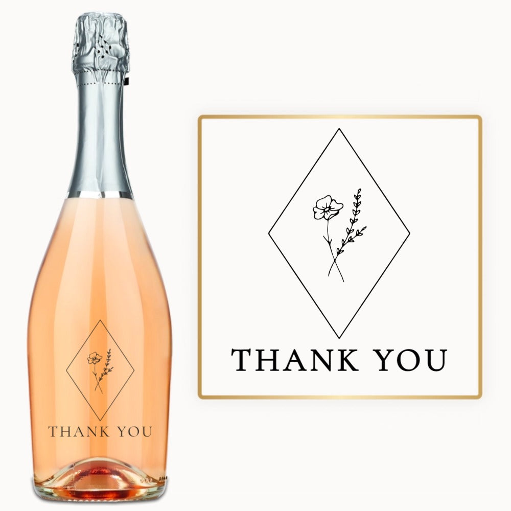 Botanical Diamond Thank You – Custom Engraved Wine
