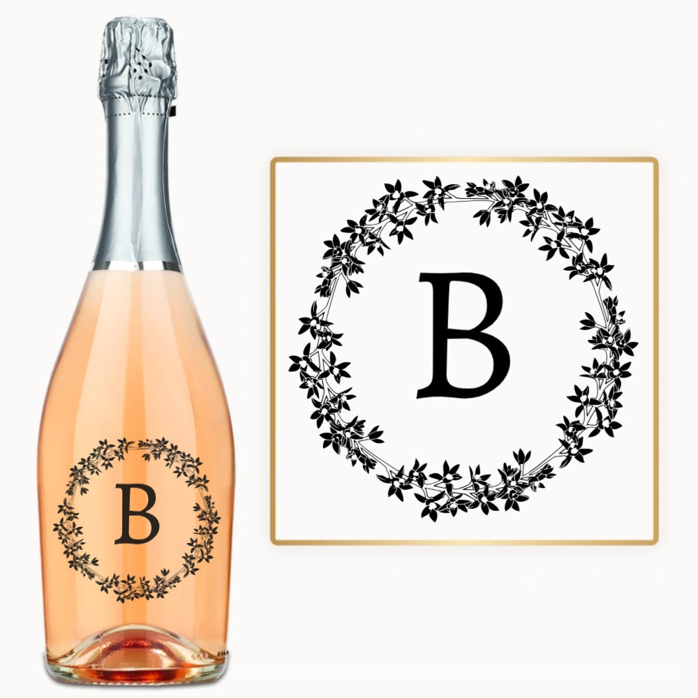 Floral Wreath Initial – Custom Engraved Wine
