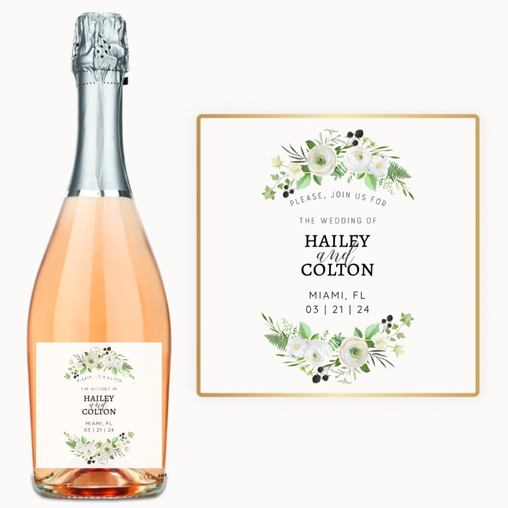 Floral Wedding Invite – Custom Label Wine