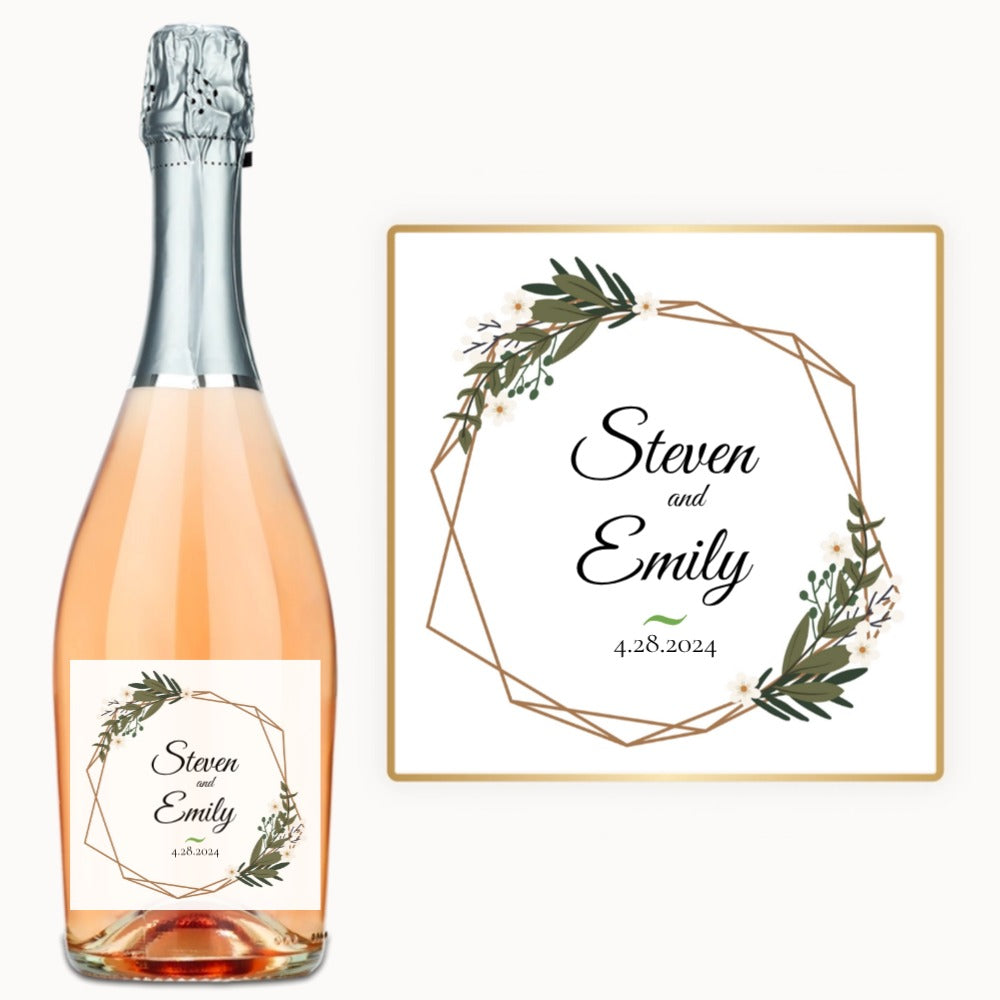 Floral Geometric Wedding – Custom Label Wine