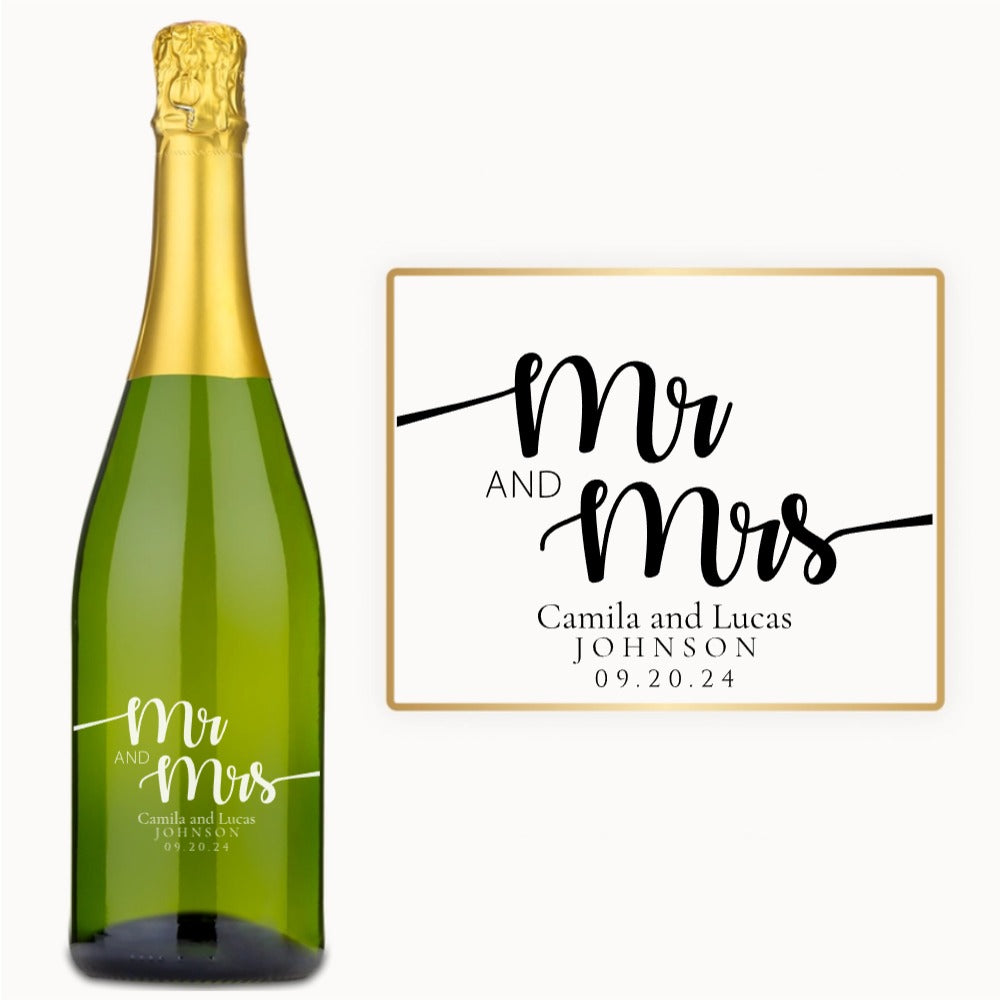 Mr & Mrs Script - Engraved Wedding Wine