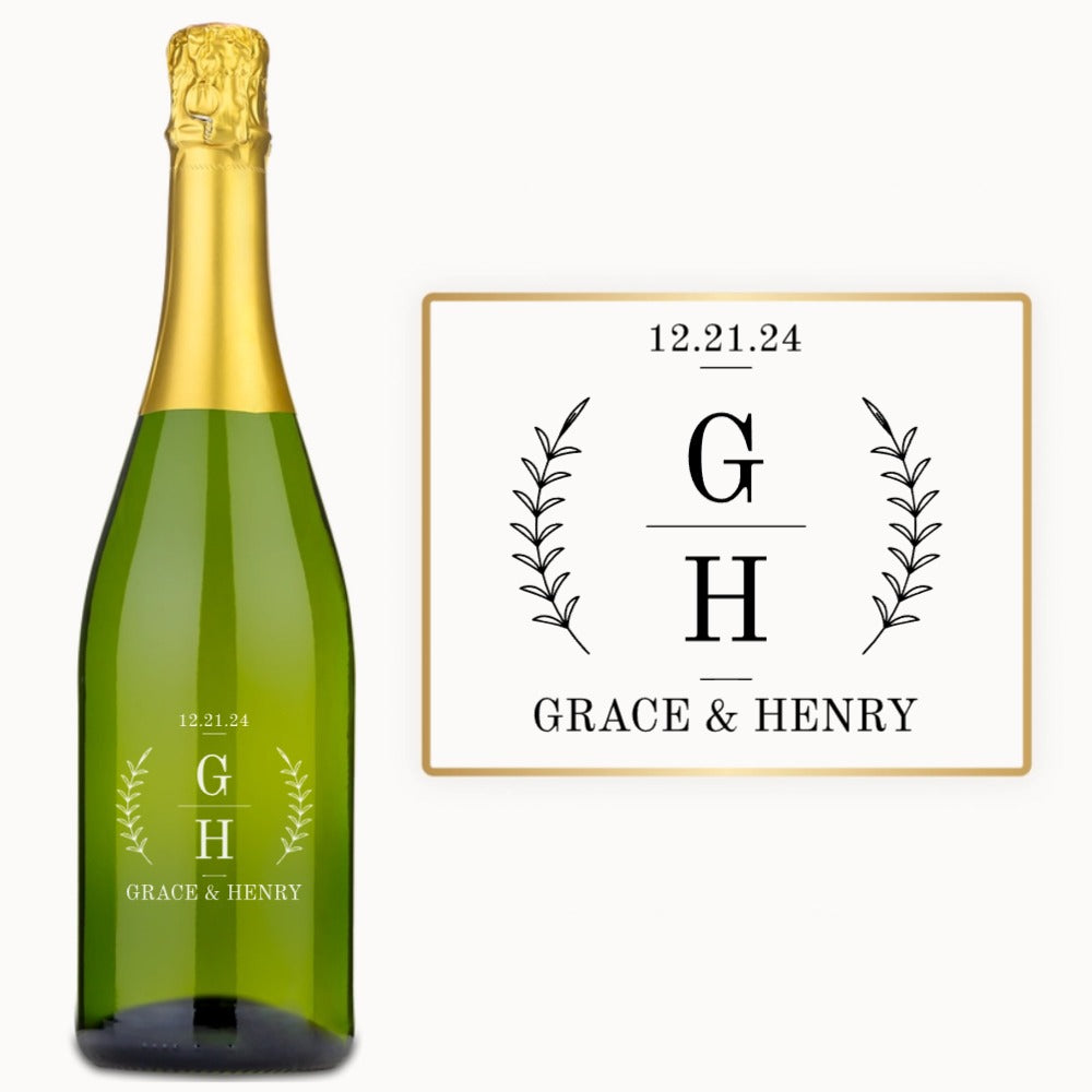 Laurel Monogram – Custom Engraved Wine