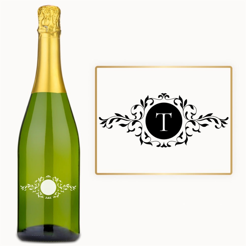 Ornate Leaf Monogram – Custom Engraved Wine