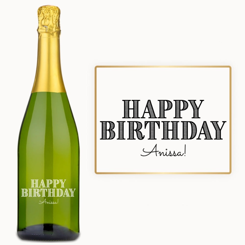 Pinstripe Birthday – Custom Engraved Wine