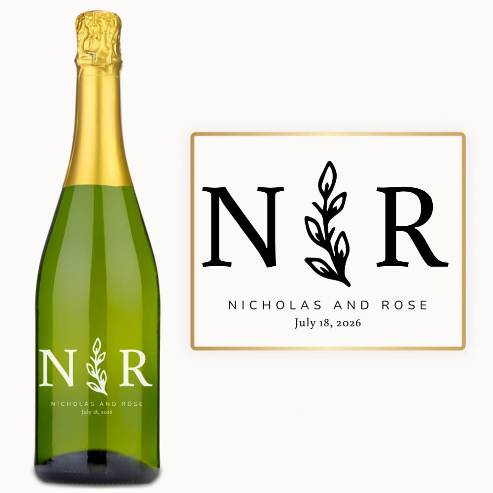 Olive Branch Initials – Custom Engraved Wine