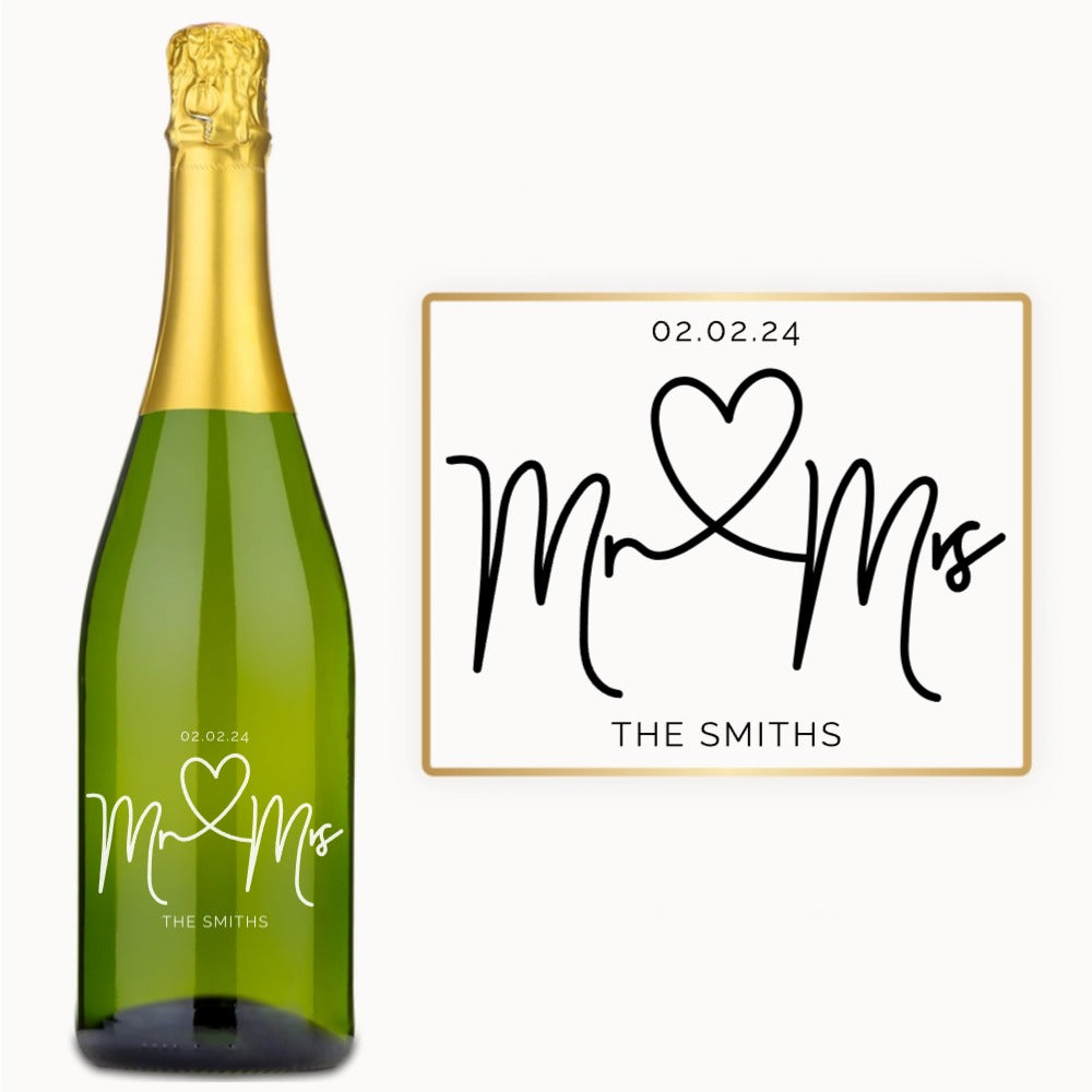 Mr. & Mrs. Heart – Engraved Wedding Wine