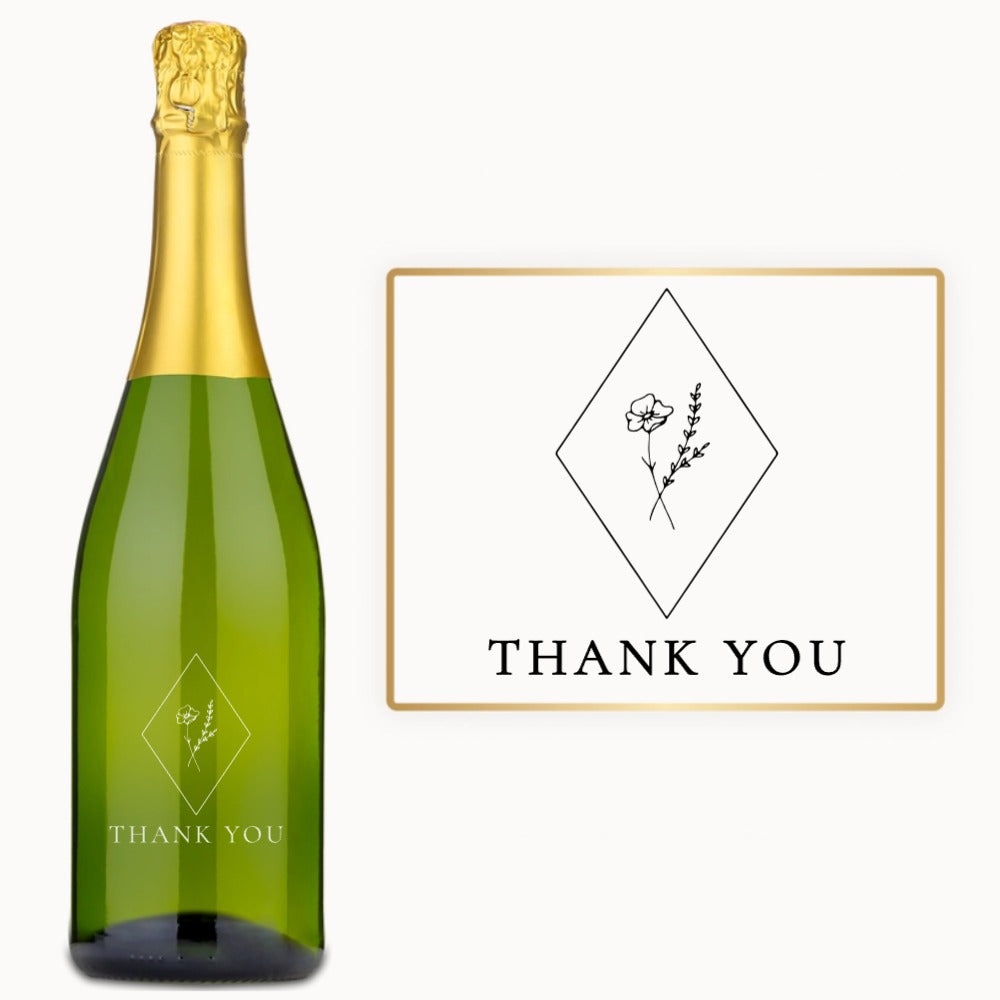 Botanical Diamond Thank You – Custom Engraved Wine