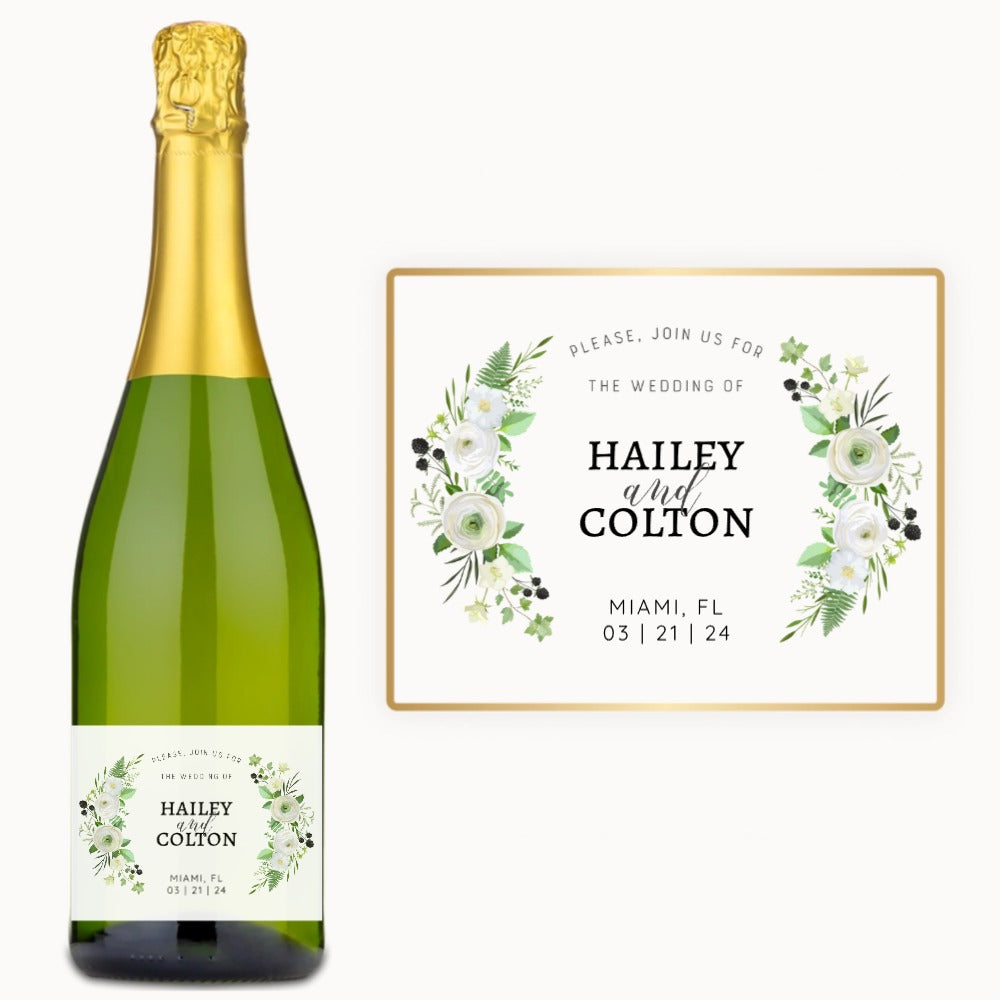 Floral Wedding Invite – Custom Label Wine