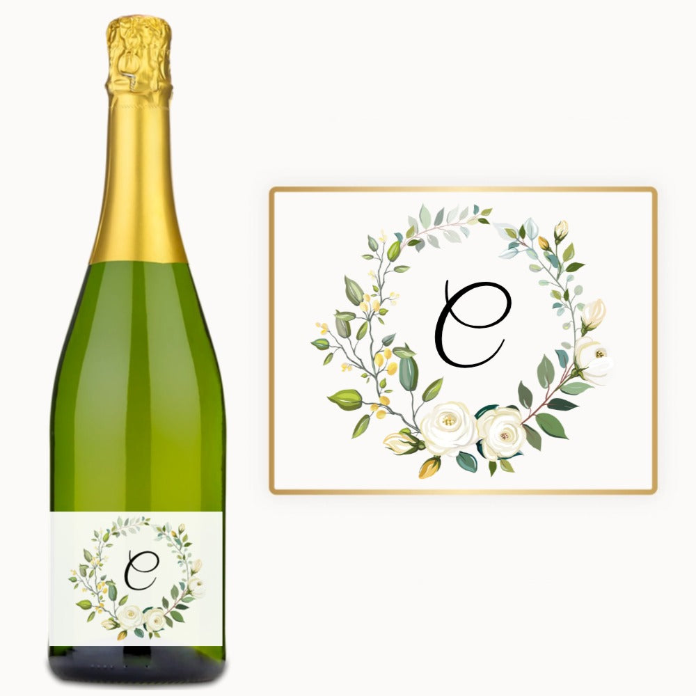 Rose Wreath Monogram – Custom Label Wine