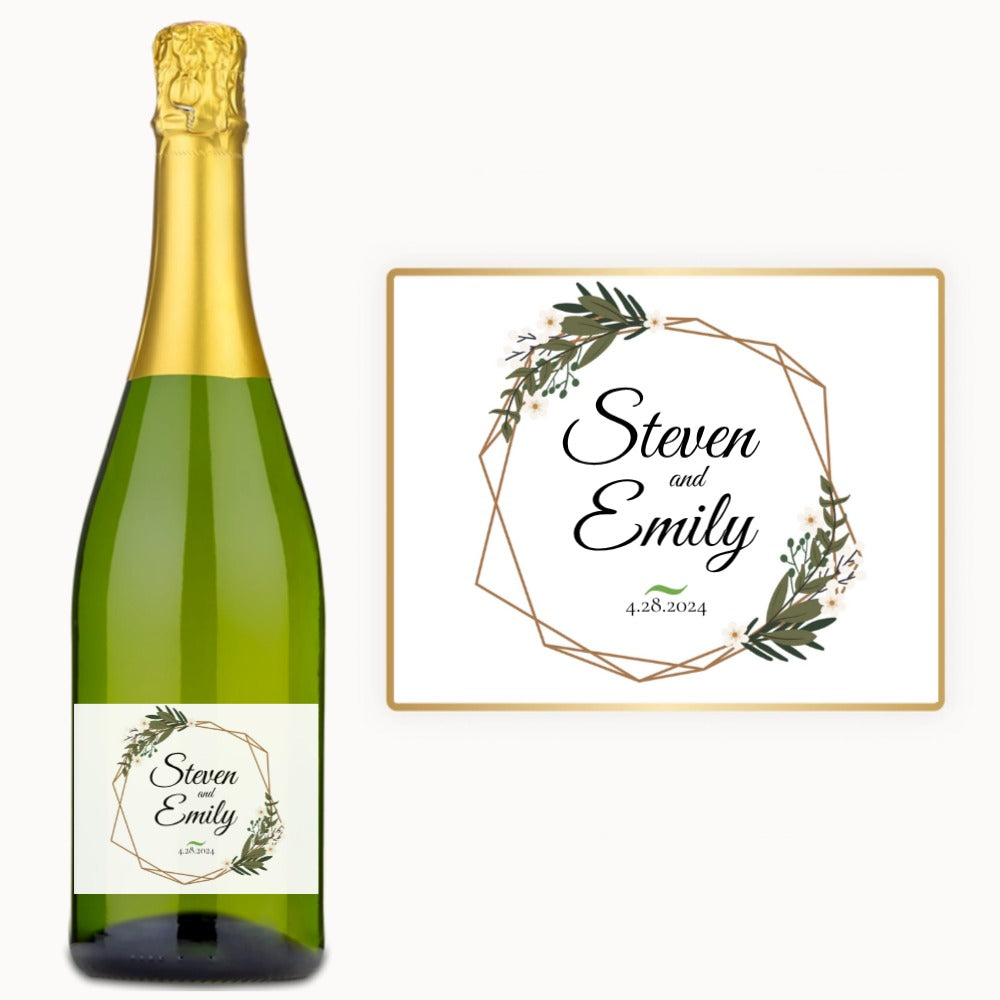 Floral Geometric Wedding – Custom Label Wine