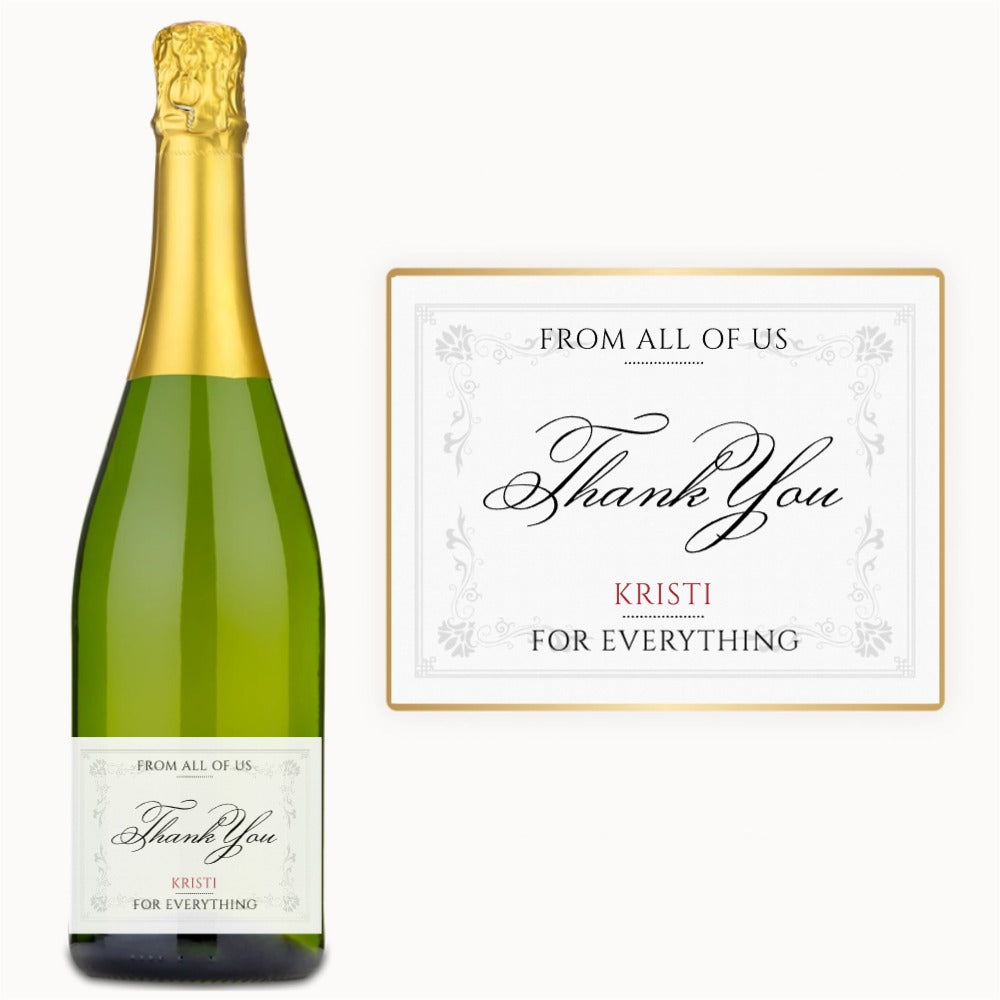 Elegant Script Thank You – Custom Label Wine