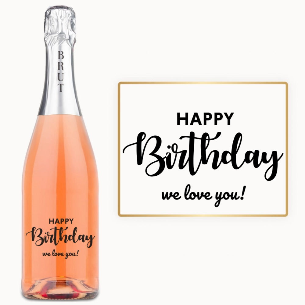 Happy Birthday Rectangle – Engraved Wine