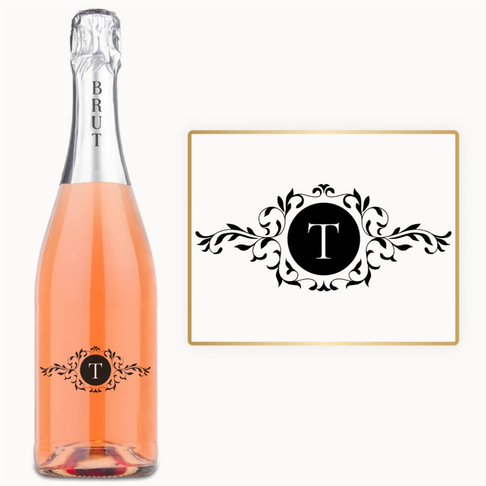 Ornate Leaf Monogram – Custom Engraved Wine