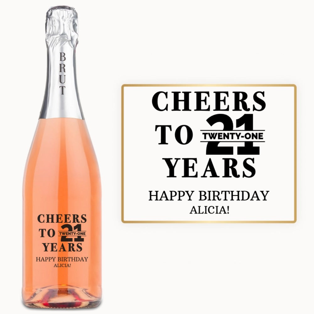 Cheers to 21 – Custom Engraved Birthday Wine