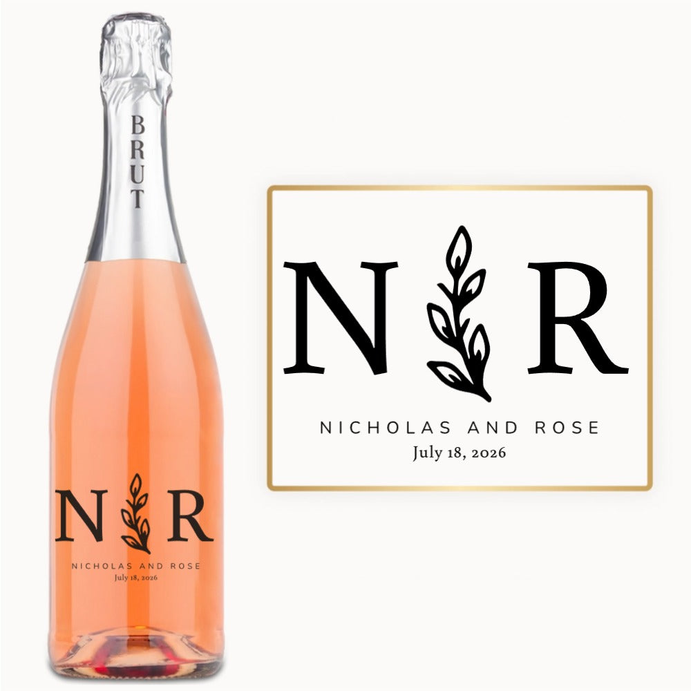 Olive Branch Initials – Custom Engraved Wine